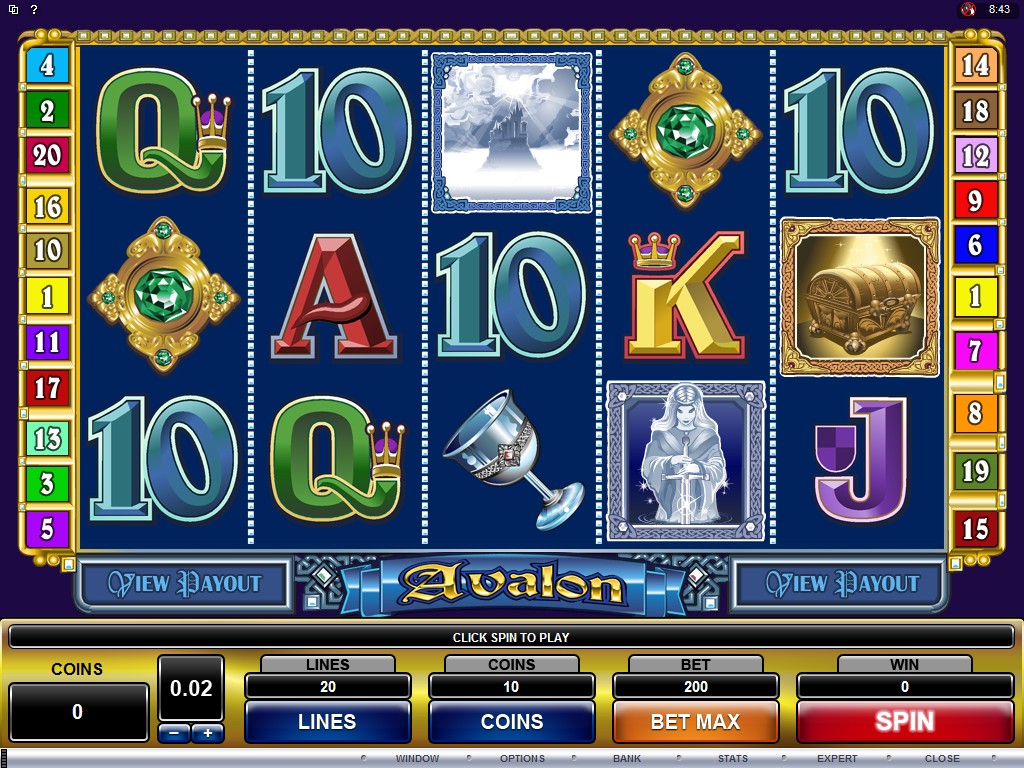 avalon slot screen